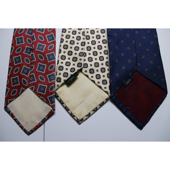 Lot of 3 Neil Martin Mens Neckties Geometric, Foulard & Pin Dot Silk Patterns - Picture 4 of 6